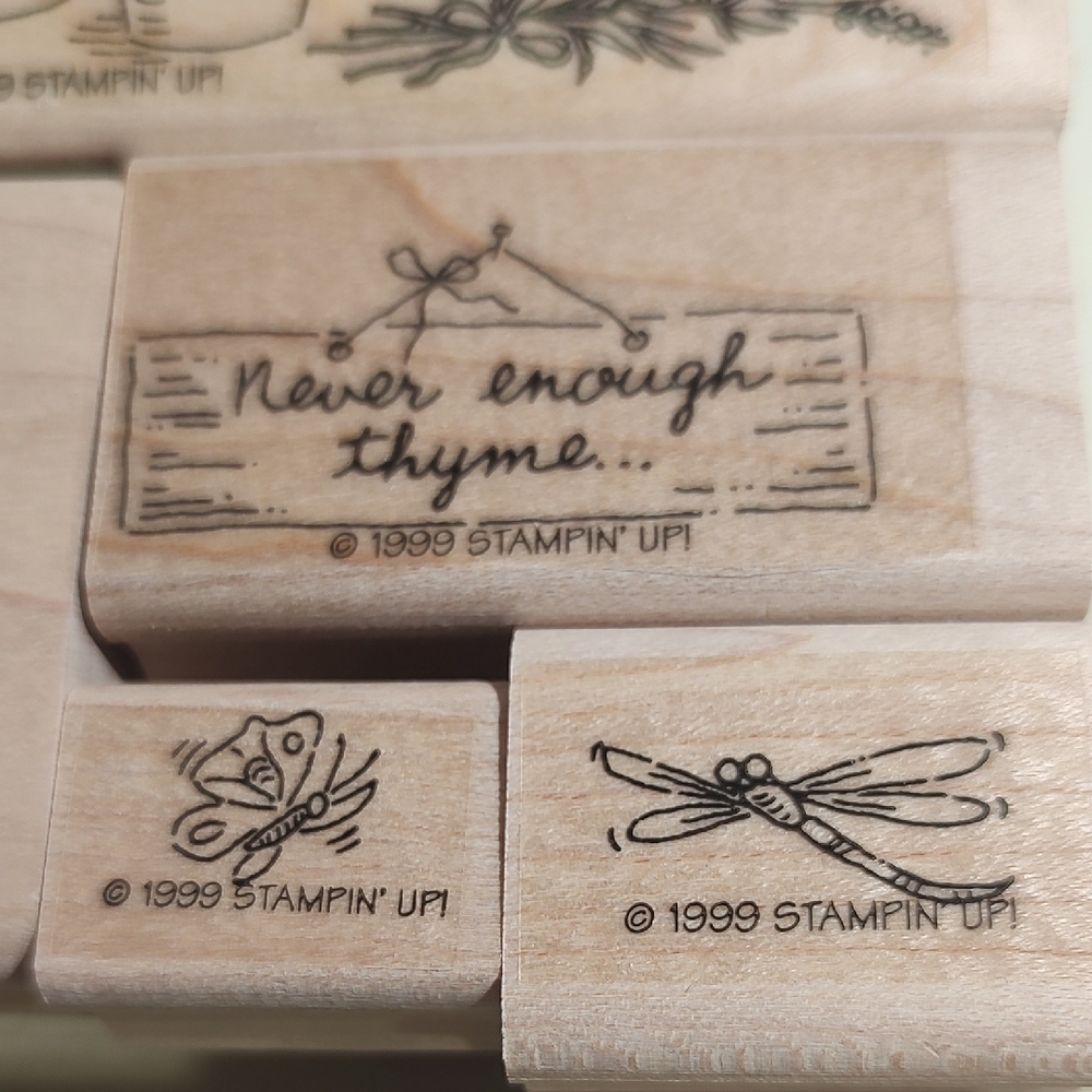 Stampin' Up! Sweet Herbs Stamp Set Of 6 Wood Mounted Thyme Chives Dill Bay - Picture 6 of 11